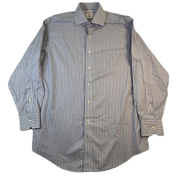 Brooks Brothers Madison Mens 15.5 Blue Striped Long Sleeve Button Down Shirt‎ - Picture 2 of 5
